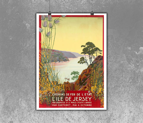 Lile de Jersey. French Railroad Vintage Poster