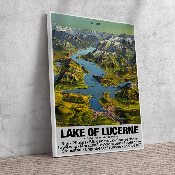 Lake of Lucerna The Mountain Railways Vintage Travel Poster