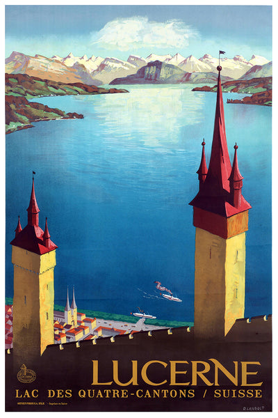 Lucerne-Lac des Quatre-Cantons- Swiss Vintage Travel Poster by Otto Landolt