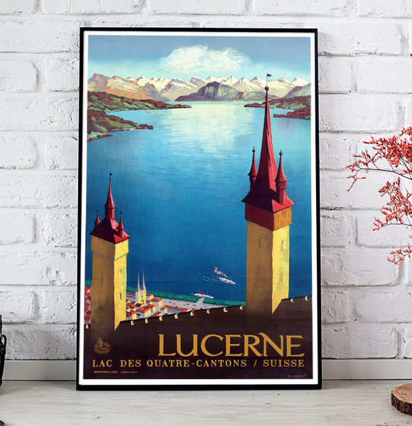 Lucerne-Lac des Quatre-Cantons- Swiss Vintage Travel Poster by Otto Landolt