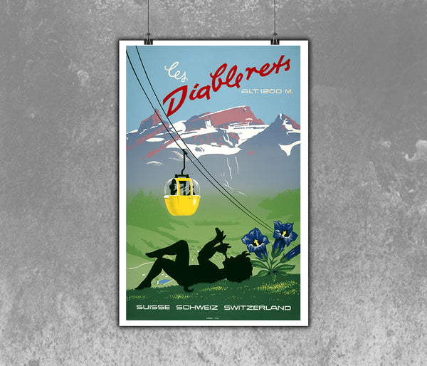 Les Diablerets 1200 m. Swiss Vintage Poster