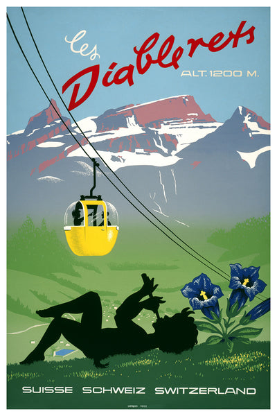 Les Diablerets 1200 m. Swiss Vintage Poster