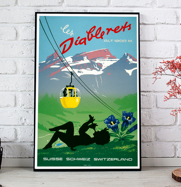 Les Diablerets 1200 m. Swiss Vintage Poster