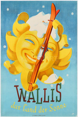 Wallis Schweiz, Das Land der Sonne Vintage Travel Poster – by Libiszewski 1948