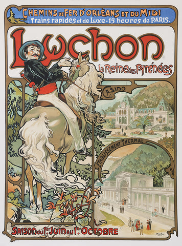 Luchon Railway Poster La Reine des Pyrenees Vitage Posters