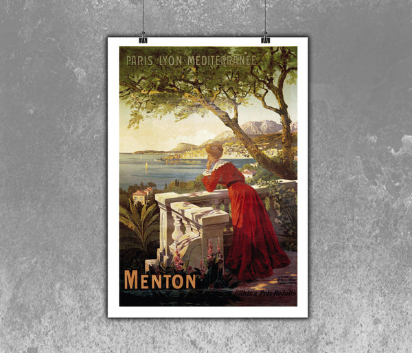 Menton, PLM Railways Vintage Travel Poster by Hugo d'Alesi 