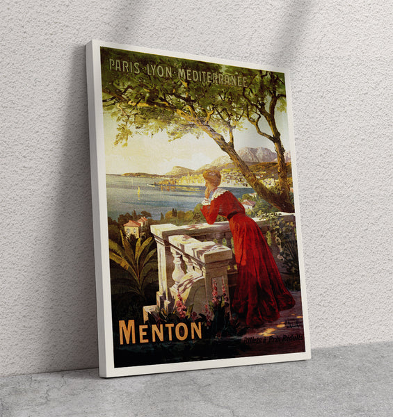 Menton, PLM Railways Vintage Travel Poster by Hugo d'Alesi Canvas