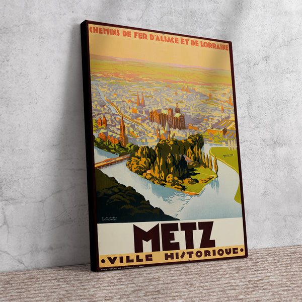 Metz, Ville d'Art et Histoire. 1920s French Rail Travel Poster Canvas