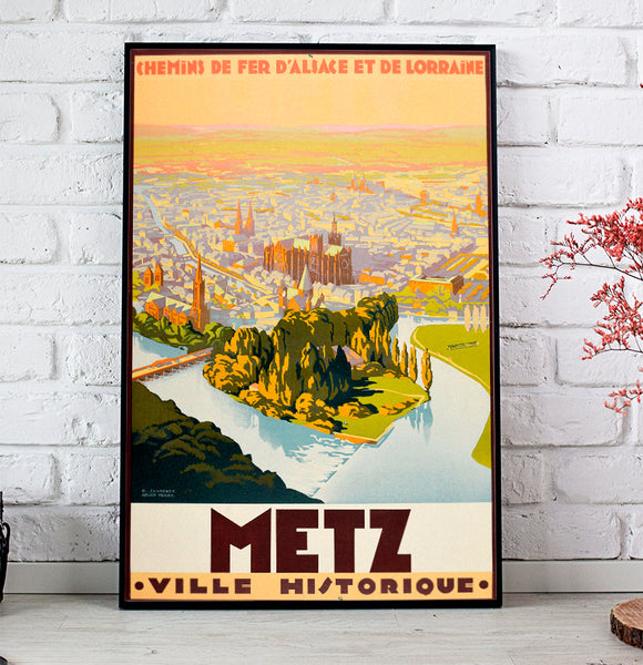 Metz, Ville d'Art et Histoire. 1920s French Rail Travel Poster