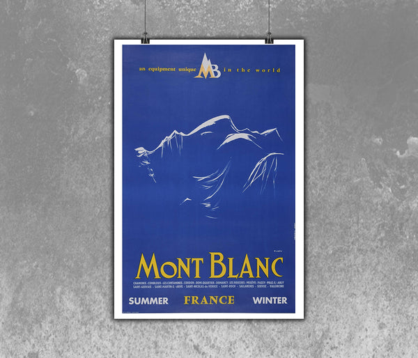 Mont Blanc France Summer amd Winter Vintage Poster