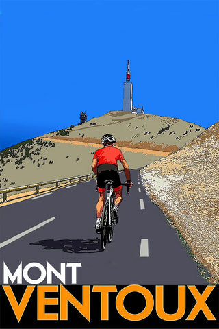 Mont Ventoux Bcycle  Route Vintage Travel Poster