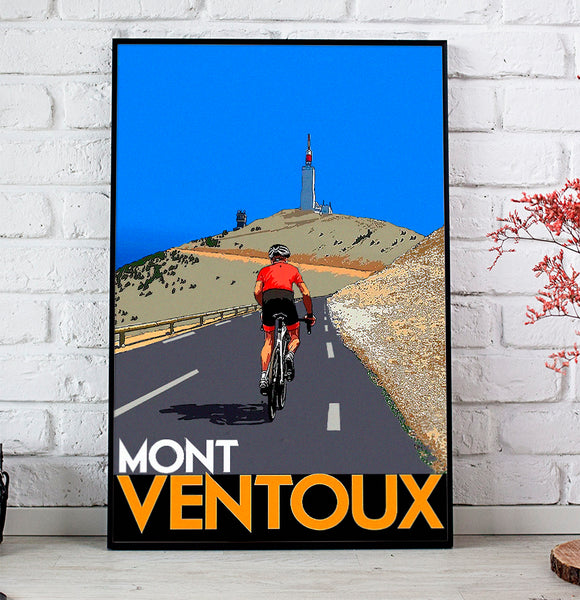 Mont Ventoux Bcycle  Route Vintage Travel Poster