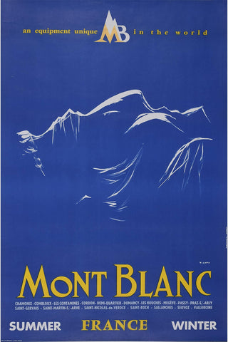 Mont Blanc France Summer amd Winter Vintage Poster