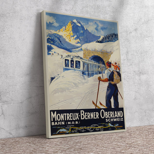 Montreux-Berner Oberland Swiss Vintage Railroad Poster by Elzingre 1934