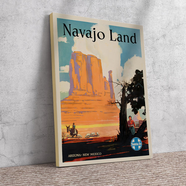 Navajo Land Arizona-New Mexico Poster for Native Americans by Santa Fe Railway Corp. Camvas