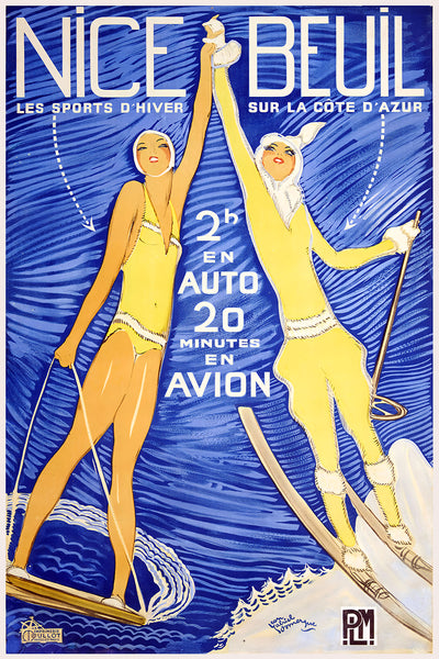 Nice Beuil French Vintage Travel Poster by Domergue 1935