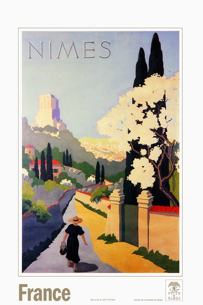 Travel Poster Nimes France Gard French Rome Tourism