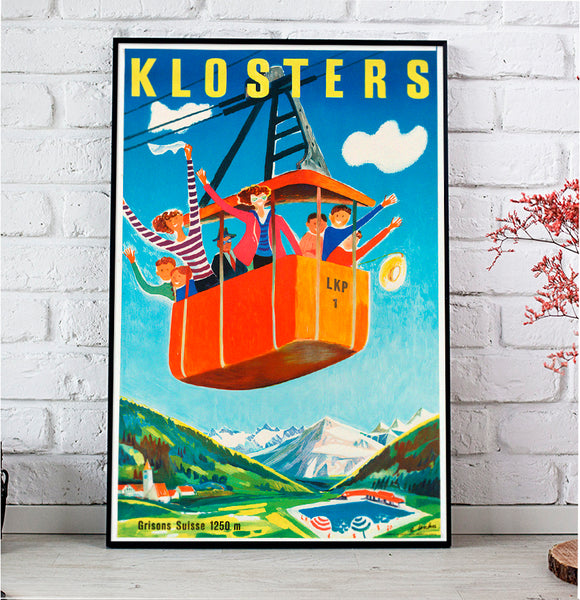 Klosters Vintage Travel Poster by Stocker Alex 1950