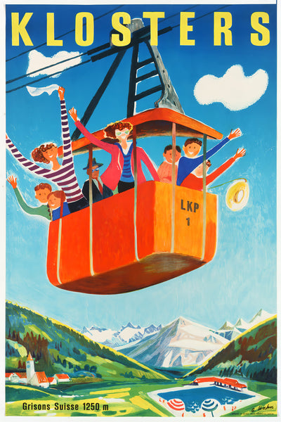 Klosters Vintage Travel Poster by Stocker Alex 1950