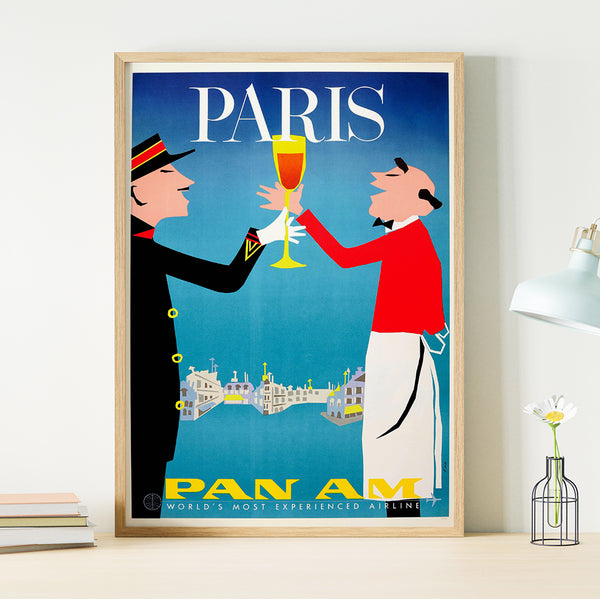 Pan American Paris Vintage PAirline Advertising Poster