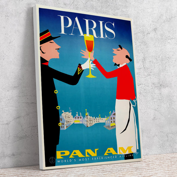 Pan American Paris Vintage PAirline Advertising Poster 