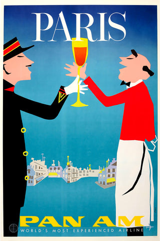 Pan American Paris Vintage PAirline Advertising Poster 