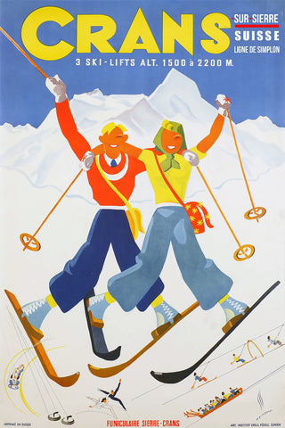 Crans, Swiss Travel Poster by Peikert 1939