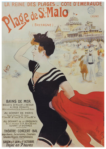 Plage de Saint Malo (Bretagne) French Vintage Poster