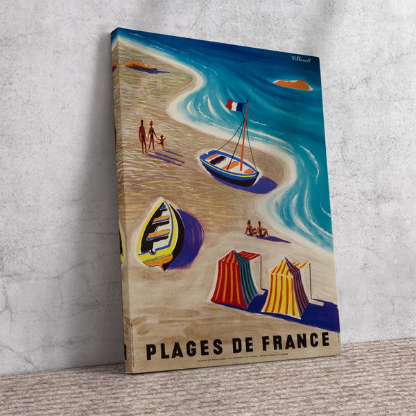 Plages de France Vintage Travel Poster by Villemot Canvas