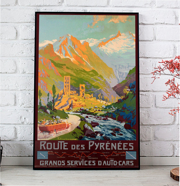 Route des Pyrenees France Vintage Poster 1920