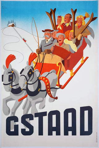 Gstaad – Vintage Swiss Winter Travel Poster 1942