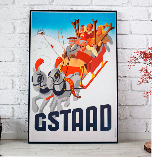 Gstaad – Vintage Swiss Winter Travel Poster 1942