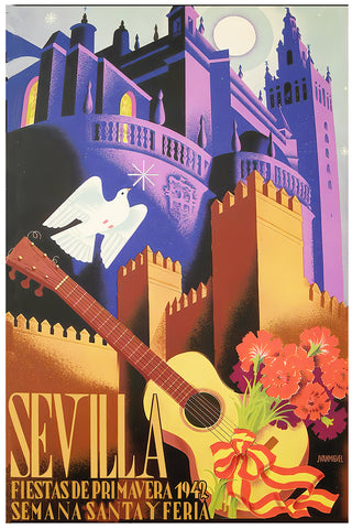 Sevilla Festival Poster-Semana Santa Y Feria de Abril 1942 by Juan Miguel Sanchez