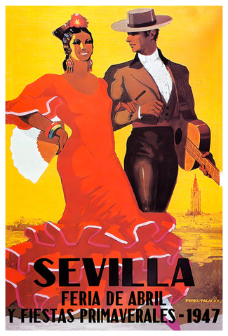 Sevilla Festival Poster-Semana Santa Y Feria de Abril 1947 by Julio Pérez Palacios