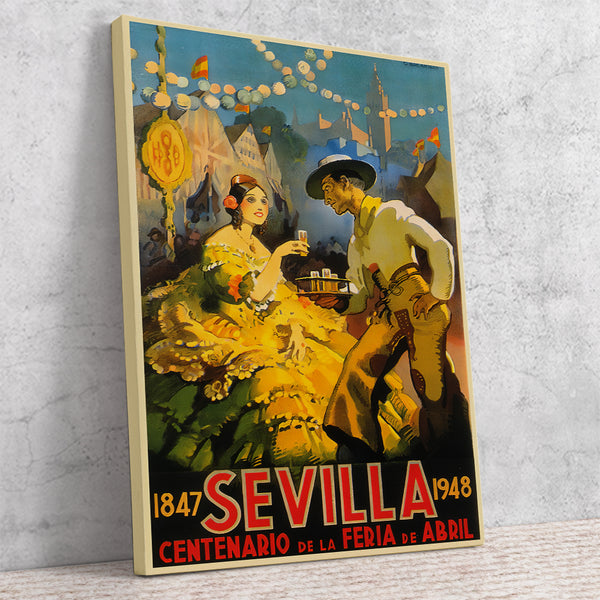 Sevilla Festival Poster Feria de Abril 1948  Vintage, whimsical 1948 advertising poster by Braulio Ruiz Sanchez