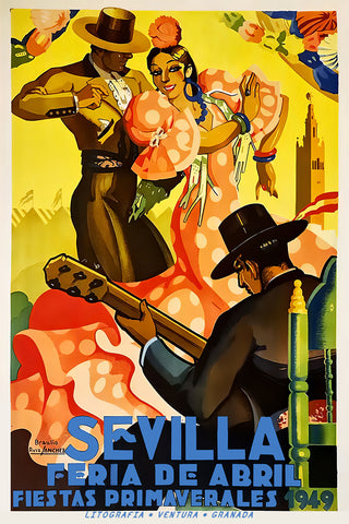 Sevilla Festival Poster Feria de Abril 1949  by Braulio Ruiz Sanchez