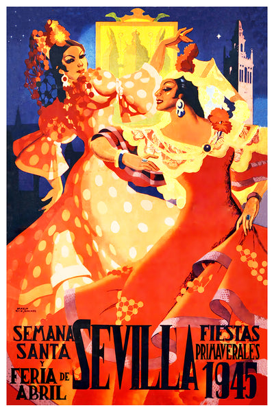 Sevilla Poster Feria Abril de Sevilla, (1945) by Braulio Ruiz Sanchez