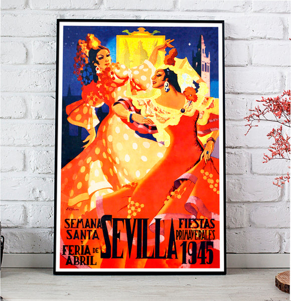 Sevilla Poster Feria Abril de Sevilla, (1945) by Braulio Ruiz Sanchez