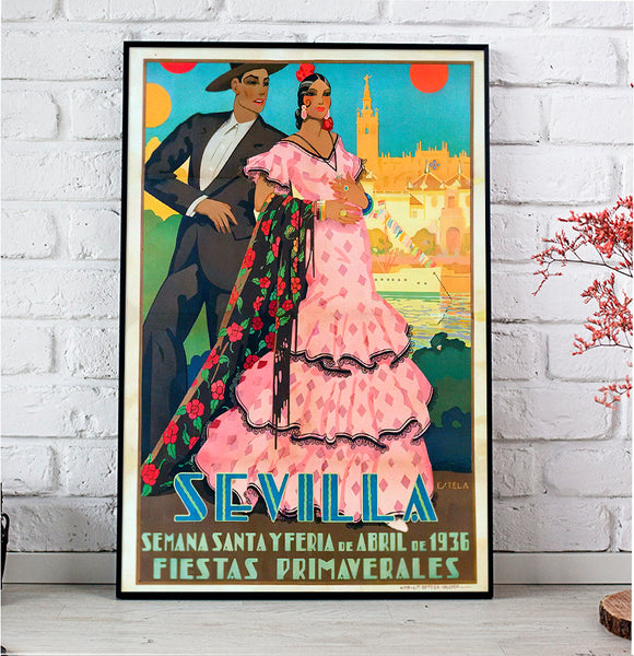 Sevilla Feria de Abril 1936 Vintage Festival Poster by Estela Anton