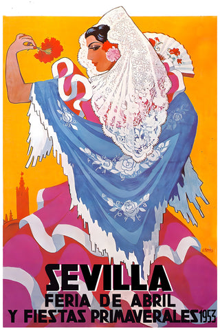 Feria de Sevilla 1953 Poster by J. Ramos Remastered