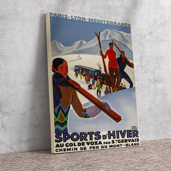 Sports d'Hiver Au Col de Voza par St. Gervais Vintage Winter Poster by Roger Broders Canvas