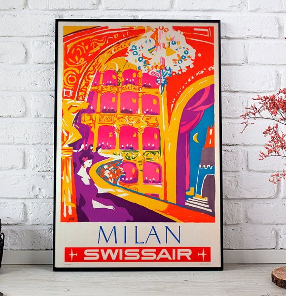 Milan, Swissair Travel Poster 1950s by Henri OTT