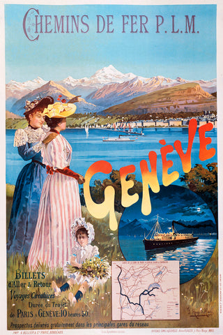 Genève, Chemins de fer PLM French Vintage Travel Poster