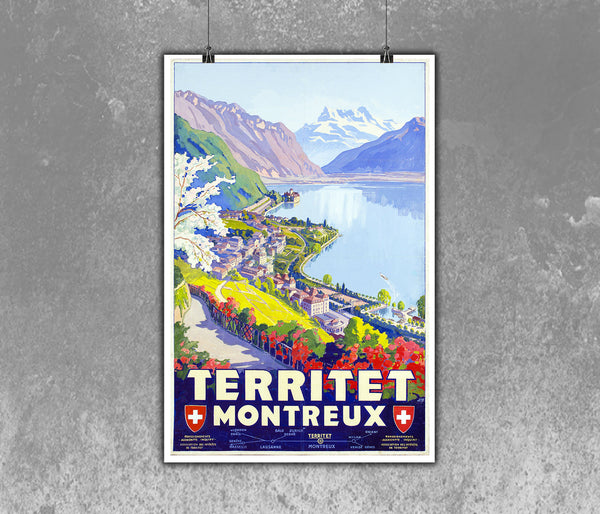 Territet, Montreux Swiss Vintage Travel Poster