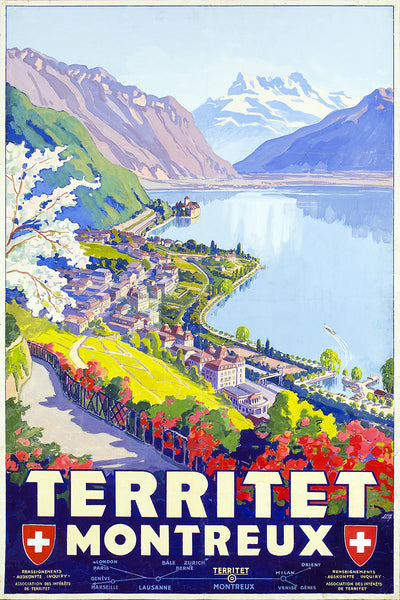 Territet, Montreux Swiss Vintage Travel Poster