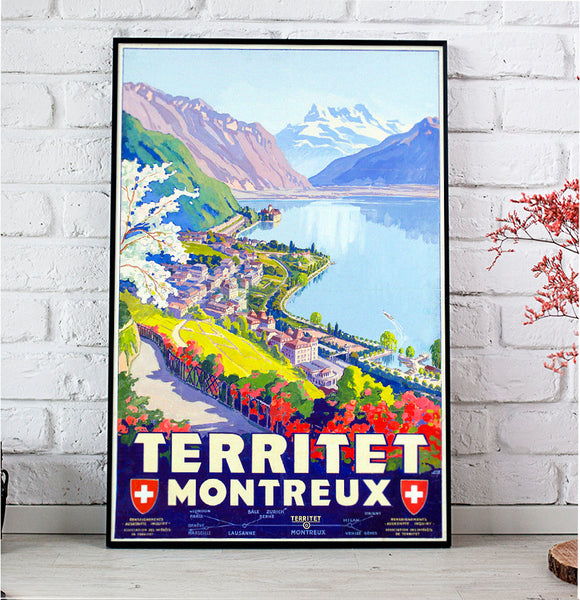 Territet, Montreux Swiss Vintage Travel Poster