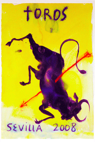 Sevilla Toros Bull Fighting Fest Vintage Poster 2008