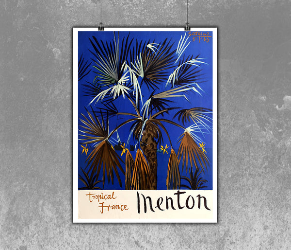 Tropical France: Menton Vintage Travel Poster by Sutherland 1964