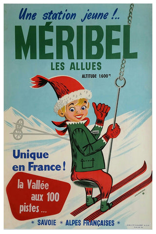 Une Station Jeune! Meribel Les Allues, Savoie, Alpes Travel Poster