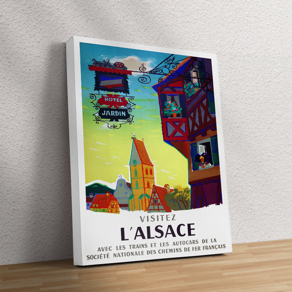 Visitez L'Alsace French Vintage Canvas Poster